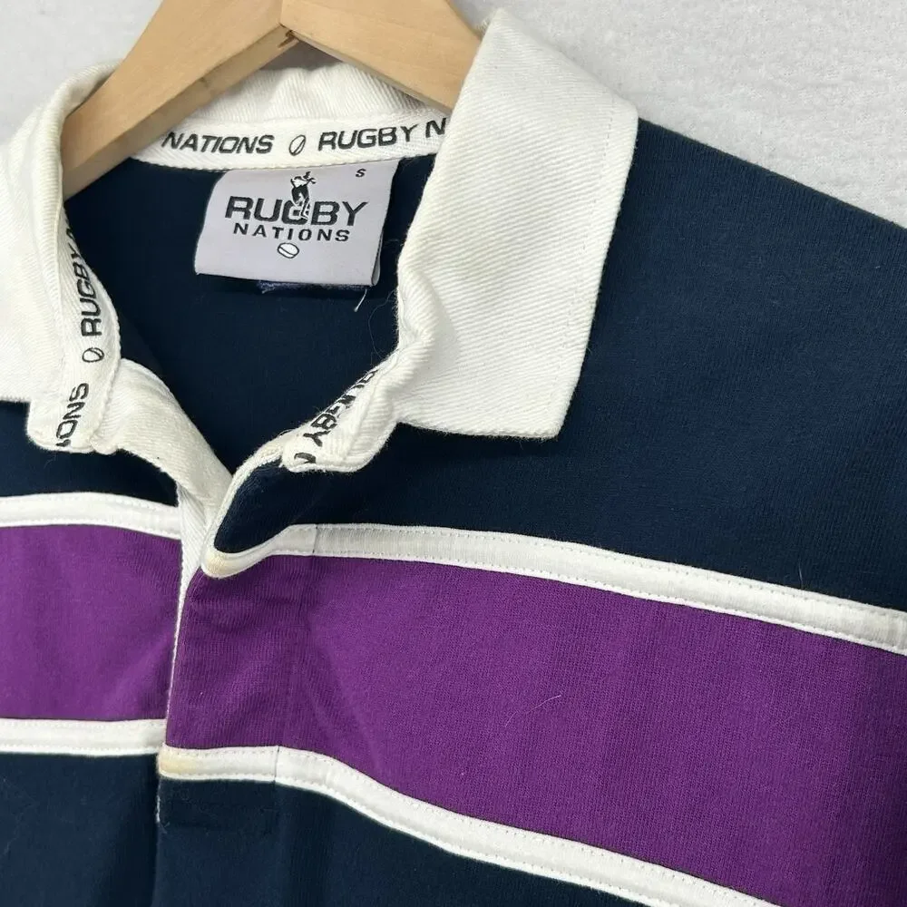 SCOTLAND Shirt Mens S RUGBY NATIONS Striped Tartan Army Polo Cotton Blue_4